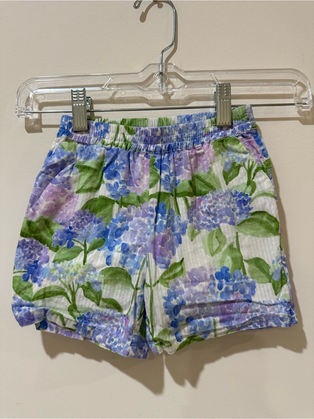 Hill House Home Hydrangea Floral Shorts 2T Blue Purple Linen Blend